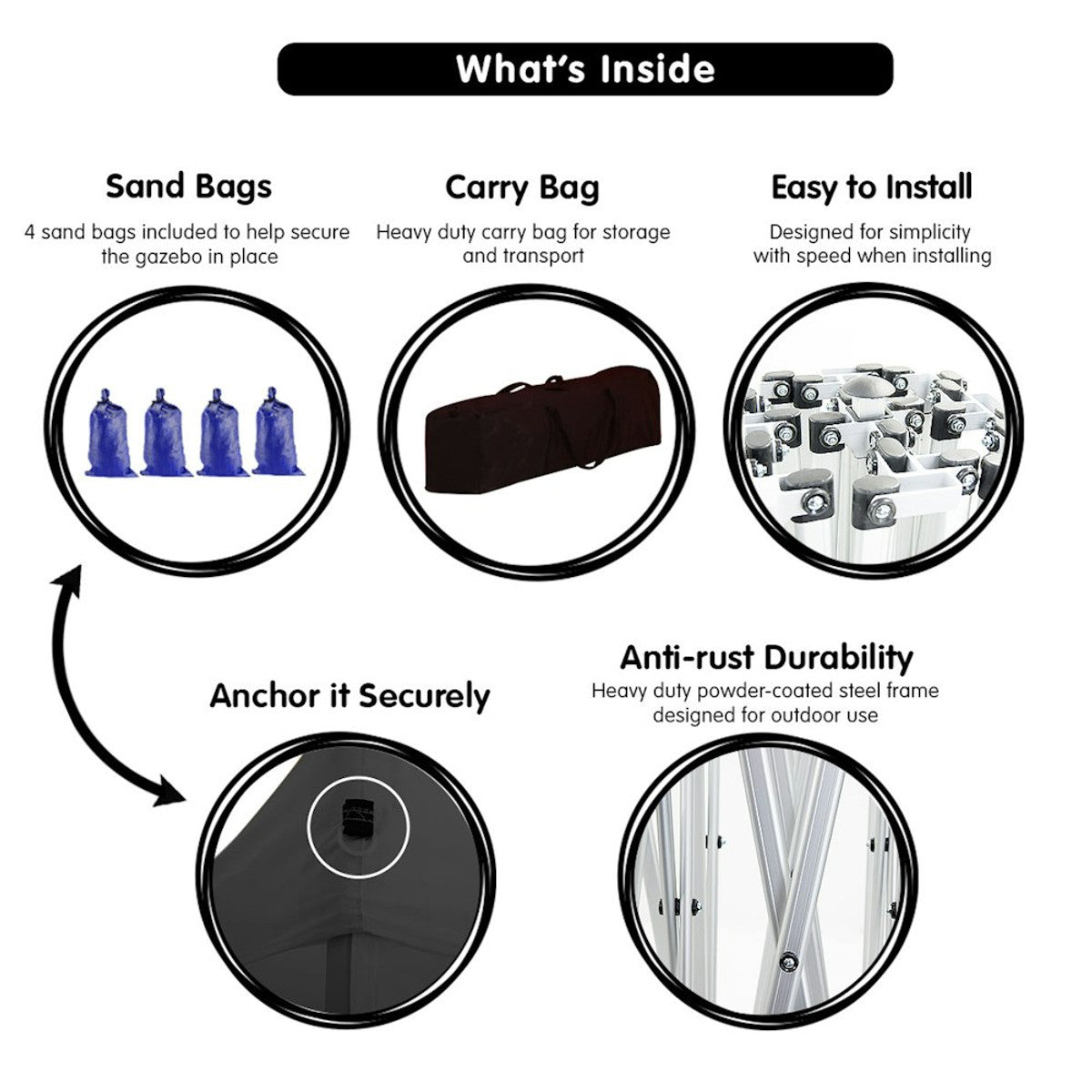 Wallaroo Gazebo Tent Marquee 3x3 Black