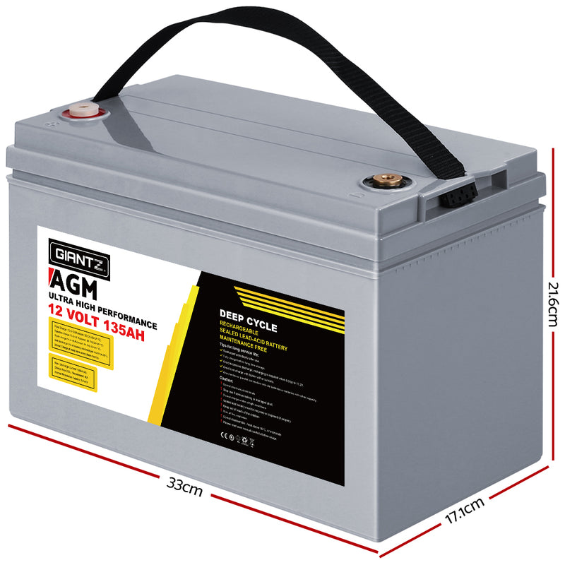 Giantz AGM Deep Cycle Battery 12V 135Ah