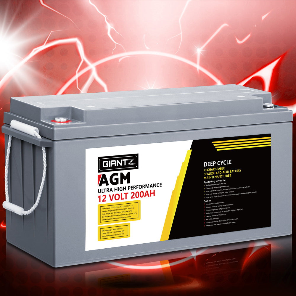 Giantz AGM Deep Cycle Battery 12V 200Ah