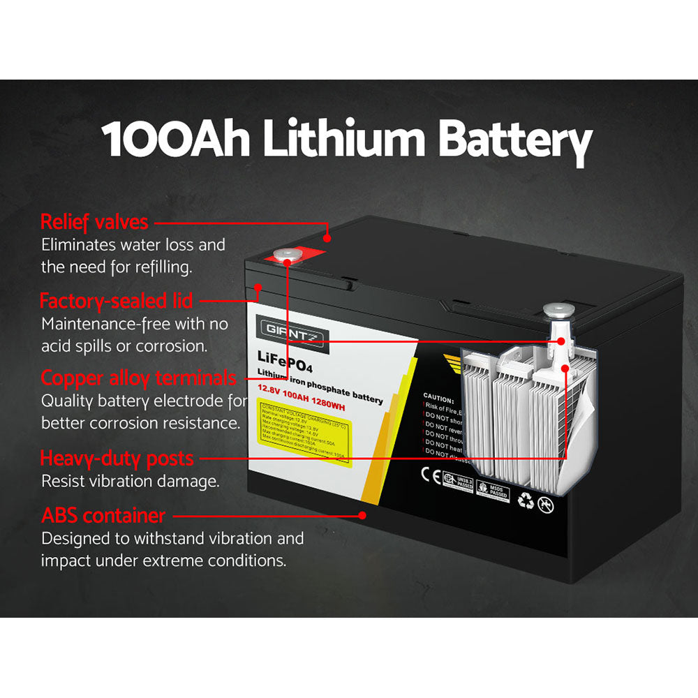Giantz 12V 100Ah Lithium Battery LiFePO4 Deep Cycle