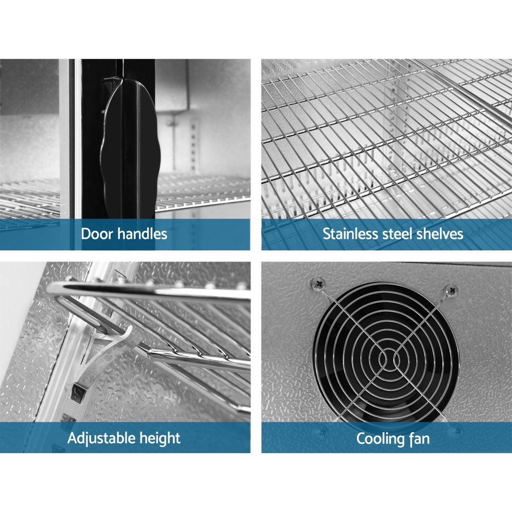 Devanti 198L Bar Fridge Dual Glass Door w/ Light Black - RV Online