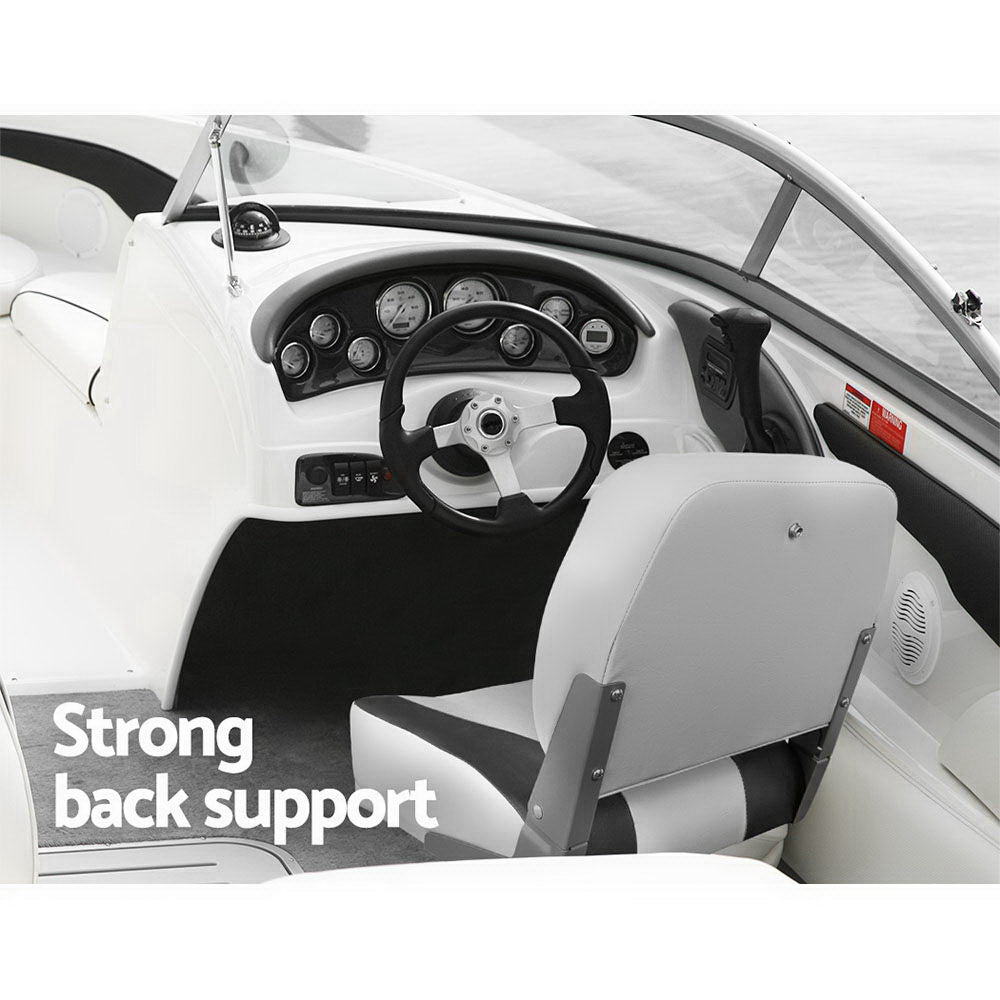 Seamanship 2X Folding Boat Seats Marine Swivel Low Back 13cm Padding Charcoal - RV Online