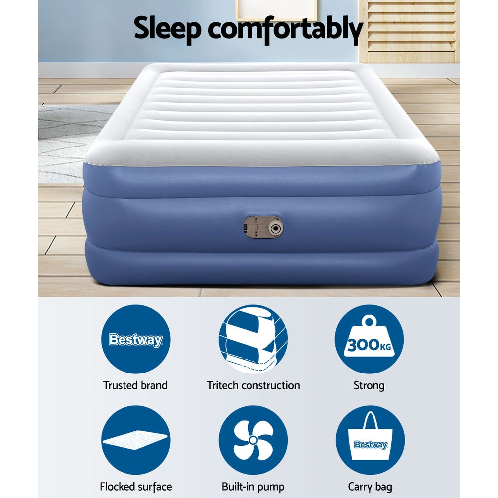 Bestway Air Mattress Queen Inflatable Bed 61cm Airbed Blue - RV Online