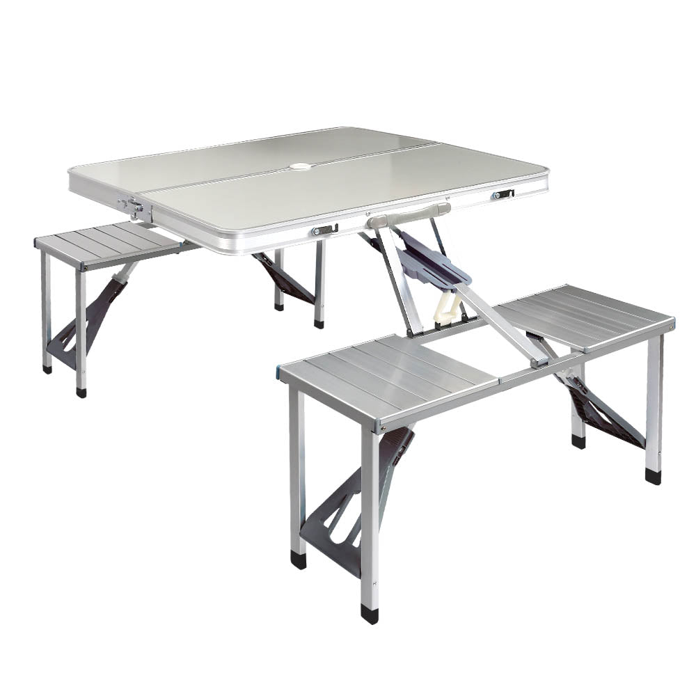 Weisshorn Folding Camping Table With 2 Bench Chairs Set - RV Online