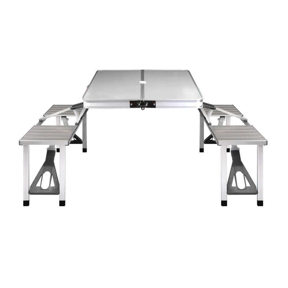 Weisshorn Folding Camping Table With 2 Bench Chairs Set - RV Online
