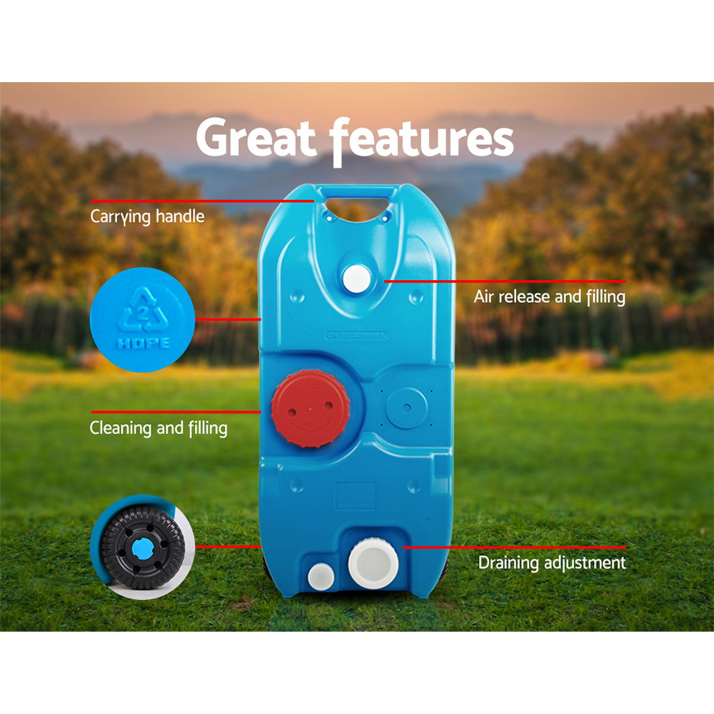 Weisshorn 40L Portable Wheel Water Tank Blue