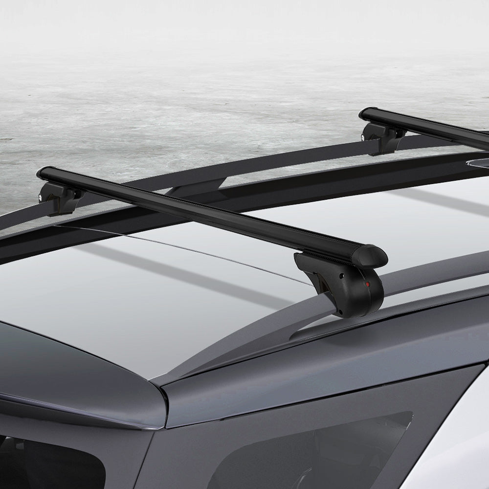 Universal Car Roof Racks Pod Aluminium Cross Bars Adjustable 108cm Black - RV Online