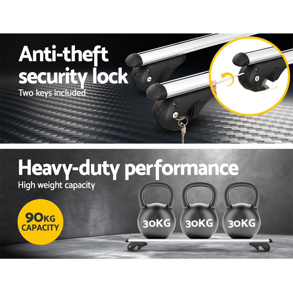 Giantz Universal Car Roof Racks Aluminium 108cm Silver