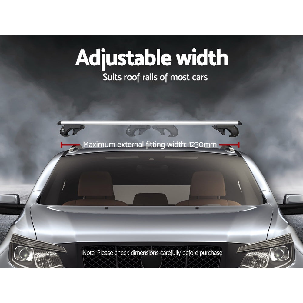 Universal Car Roof Racks Pod Cross Bars Aluminium Adjustable 123cm Sliver - RV Online