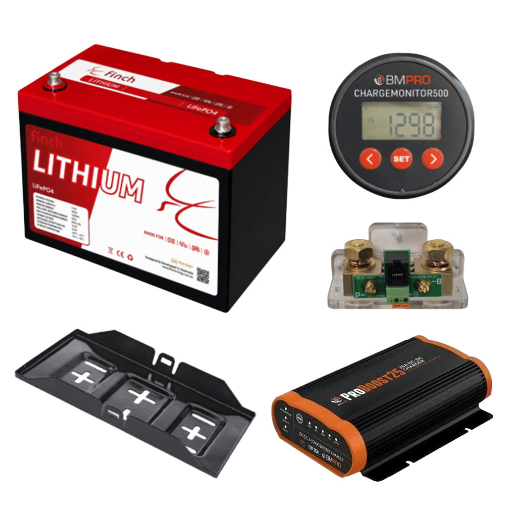 Premium Canopy Lithium Battery Kit - 150AH Lithium Battery / Pro Boost 25 DC-DC Charger & Battery Monitor