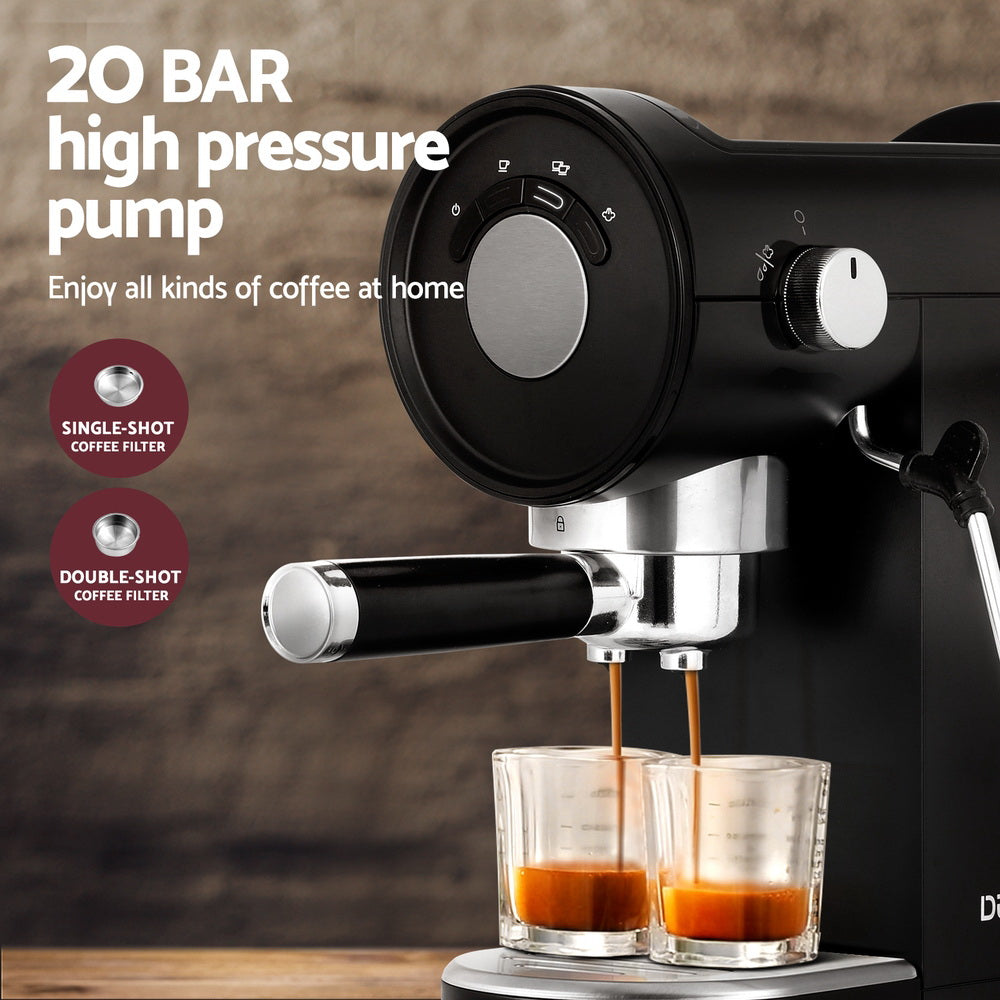 Devanti 20 Bar Coffee Machine Espresso Cafe Maker Black - RV Online