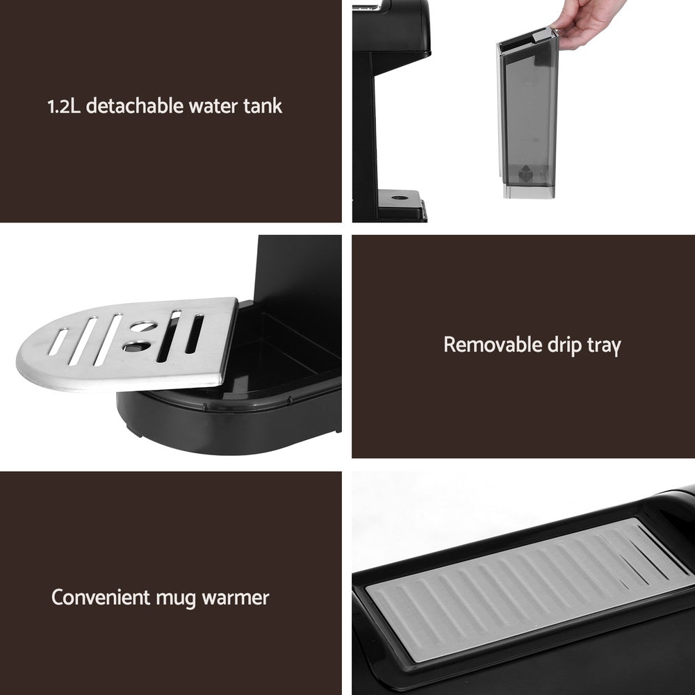 Devanti 20 Bar Coffee Machine Espresso Cafe Maker Black - RV Online