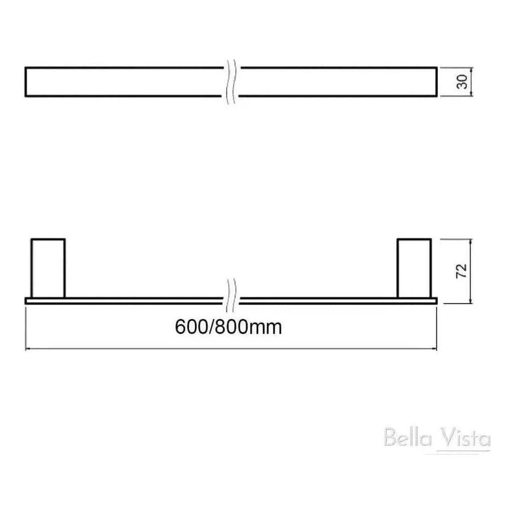 Chunky Single Towel Rail 600mm Black