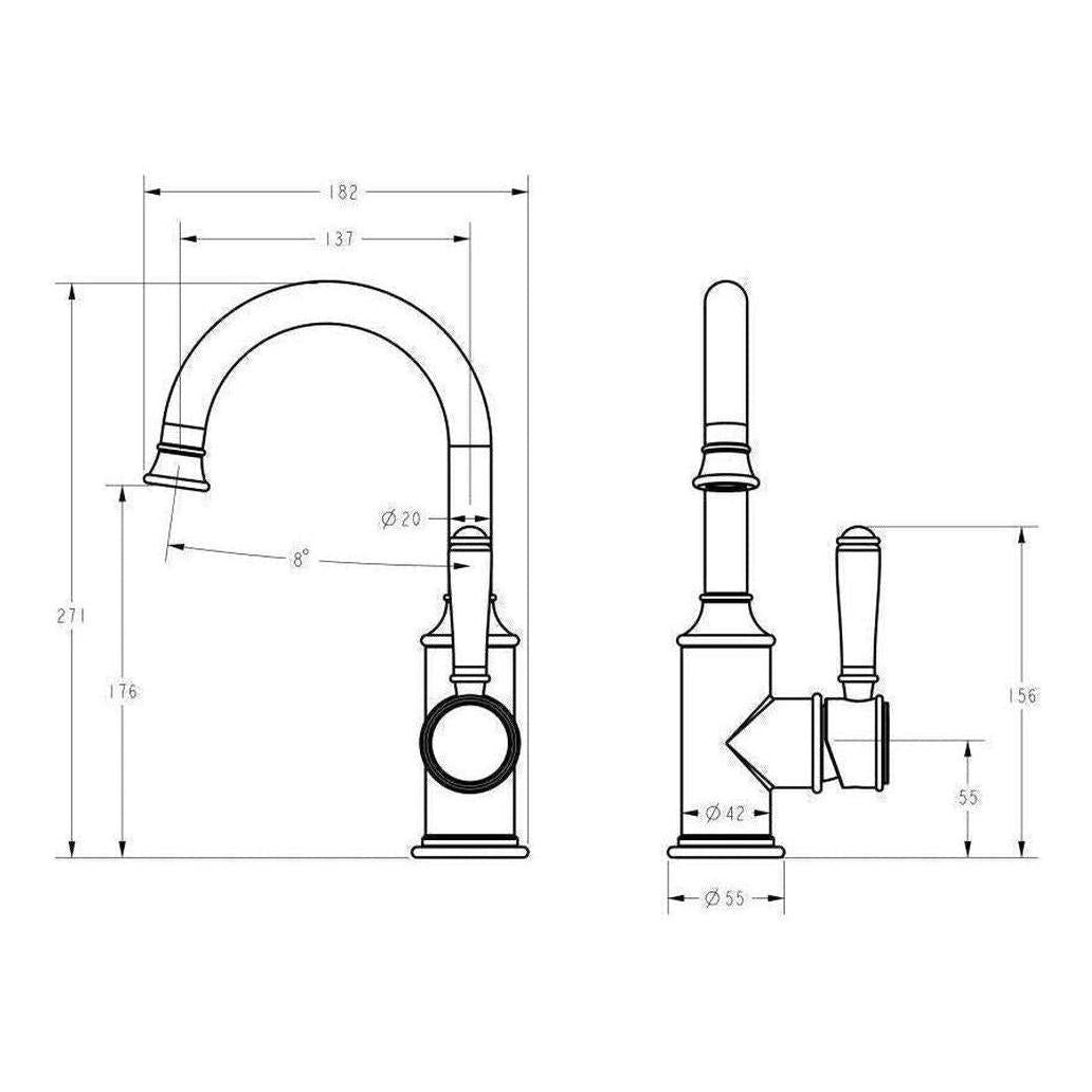 Clasico Basin Tap Sink Mixer Black
