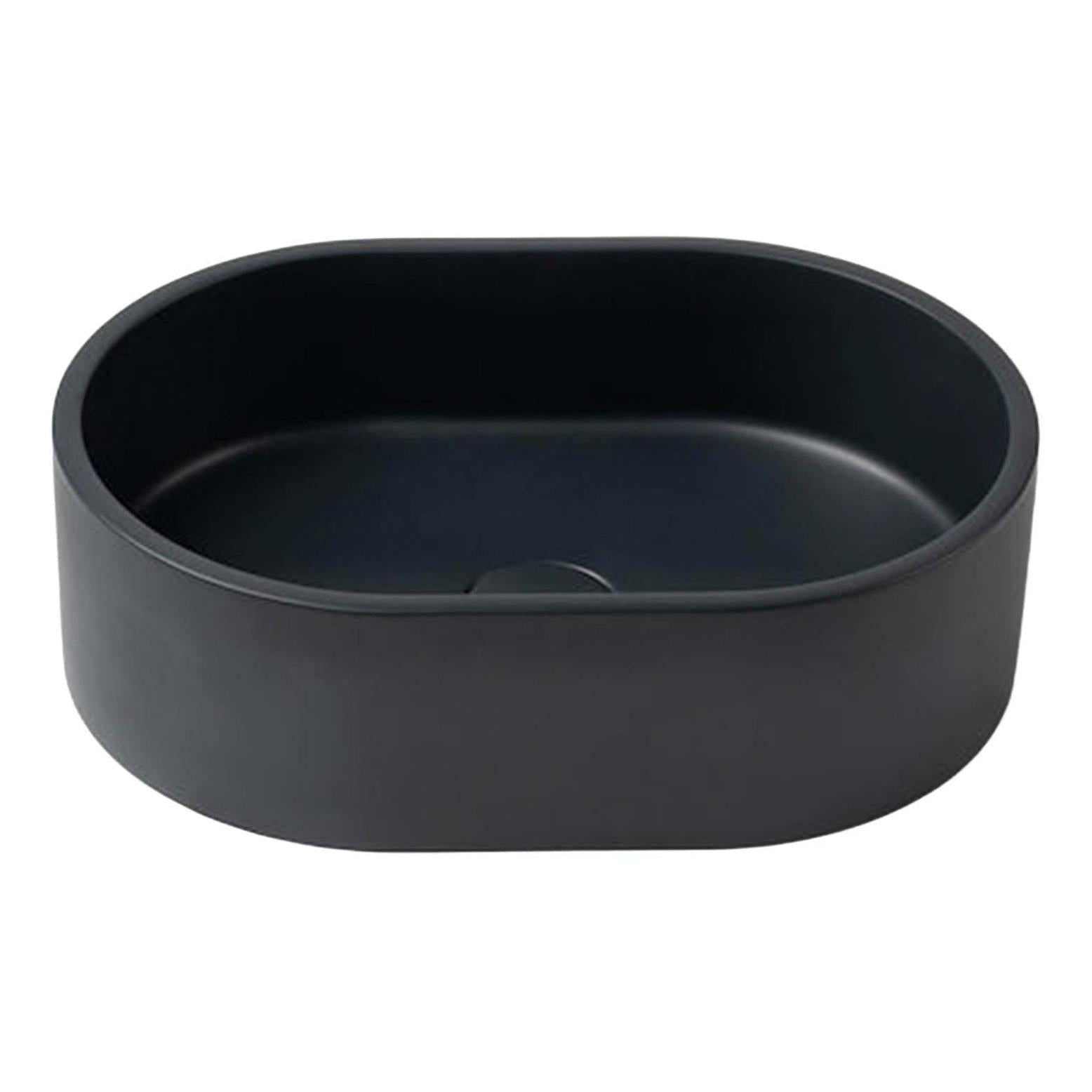 Concrete Single Bowl Basin Sink Oval 400 x 280 x 120 - Charcoal