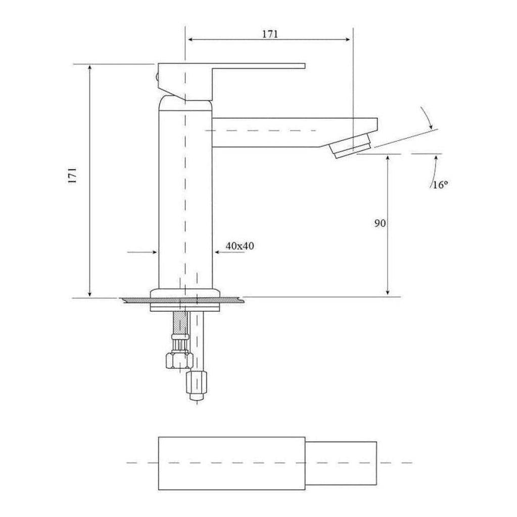 Deko Square Handle Basin Sink Tap Mixer Black