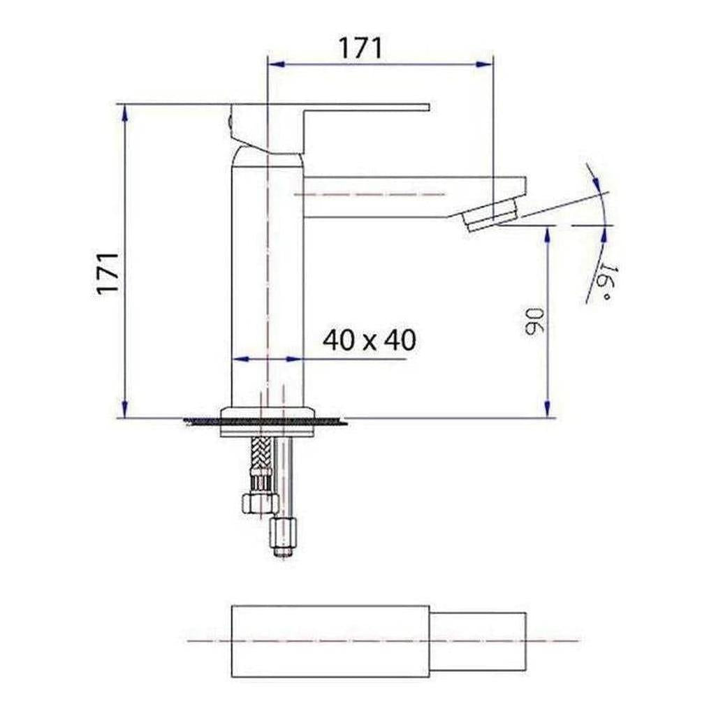Deko Square Handle Basin Sink Tap Mixer Chrome