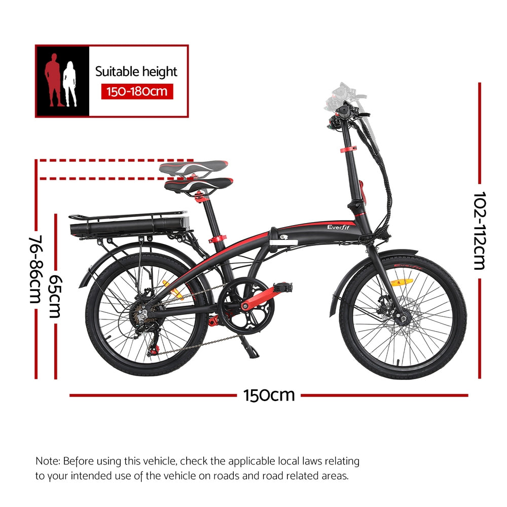 Everfit 20" Folding Electric Bike Urban City Bicycle eBike Rechargeable Battery 250W - RV Online