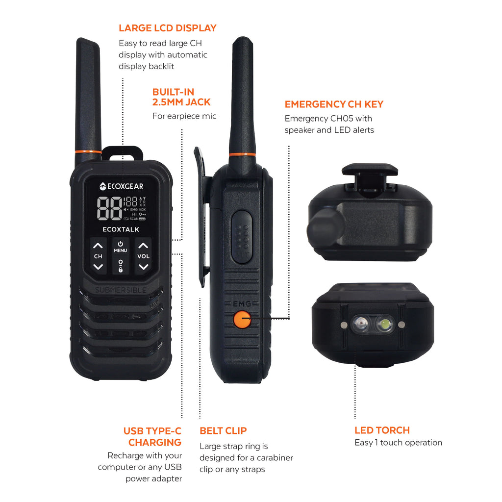 EcoXGear ECOXTALK EXG200 UHF CB Handheld Radio - RV Online