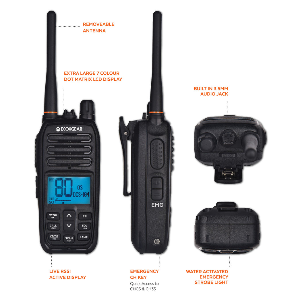 EcoXGear ECOXTALK EXG500 UHF CB Handheld Radio | Caravan Camping – RV Online
