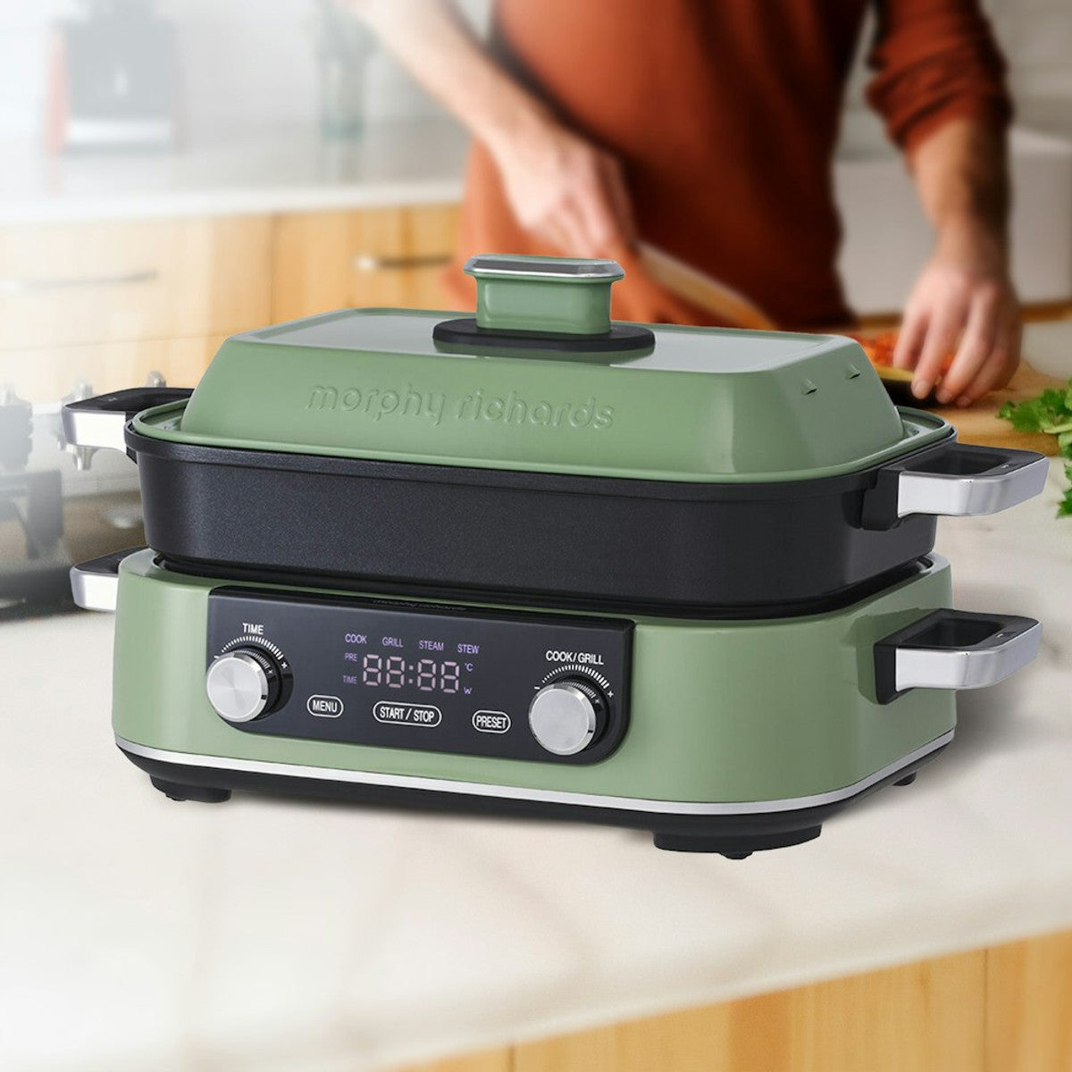 Morphy Richards 3L Non-stick Multifunction Electric Cooker Pan Green