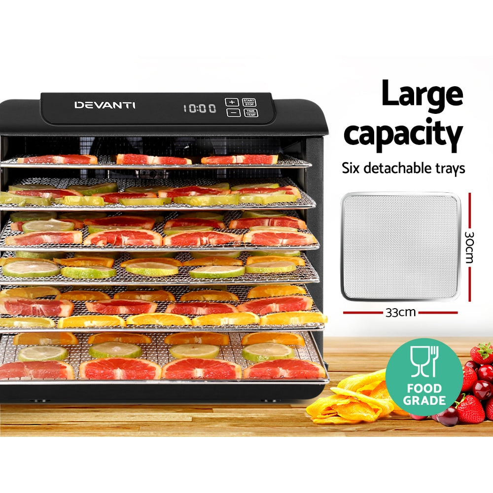 Devanti Food Dehydrator 6 Trays Black