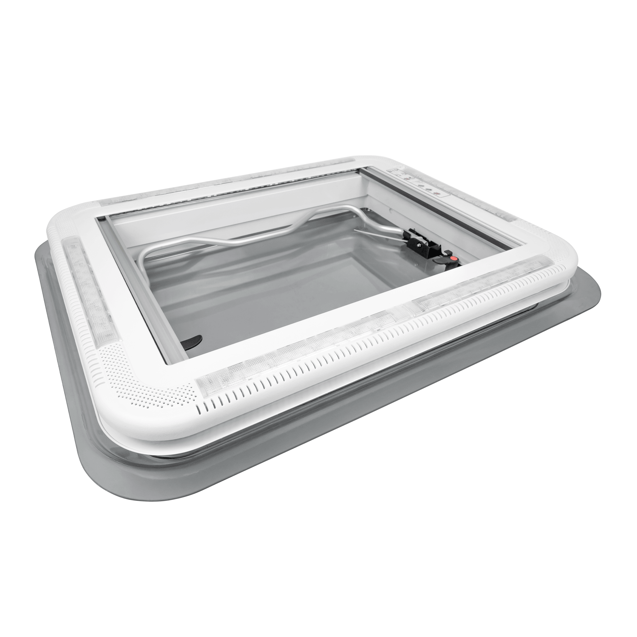 Aussie Traveller Roof Hatch 400x400 Smoke Black Lid