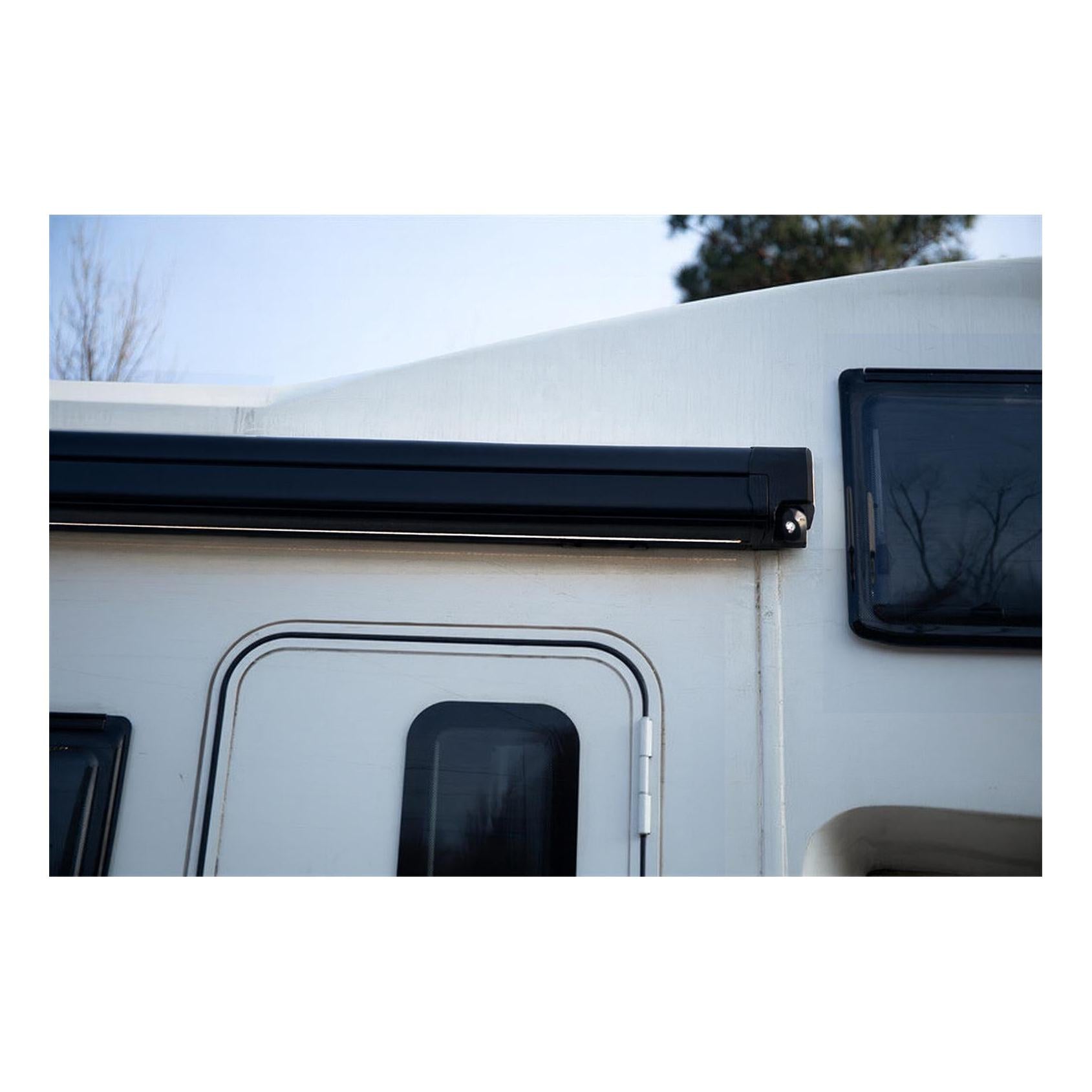 Finch Awning Side Mount Manual inc Support Leg 2.2 x1.65m Black