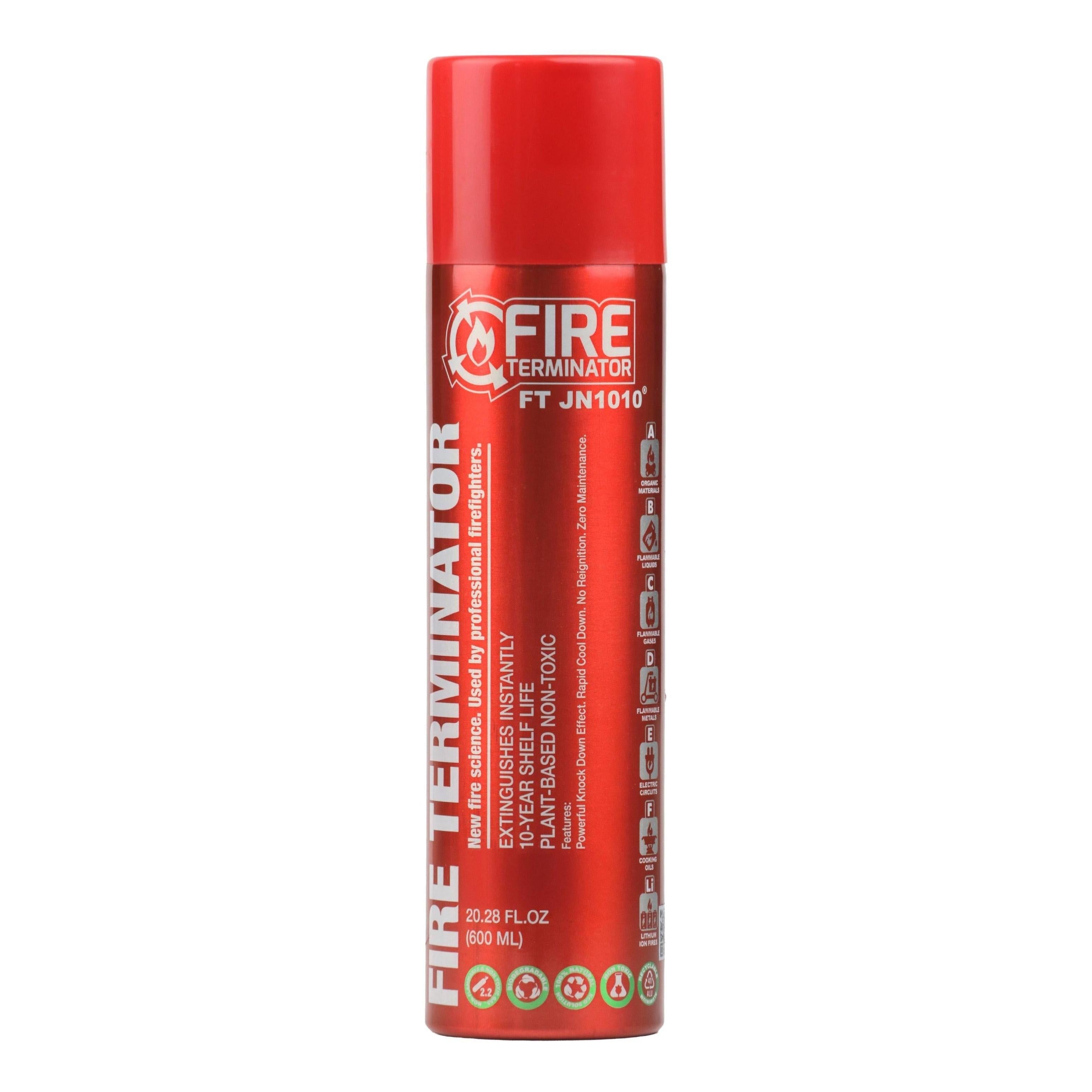 Fire Terminator Fire Retardant Extinguisher 600ML Suits All Fire Inc Lithium - Bracket Included