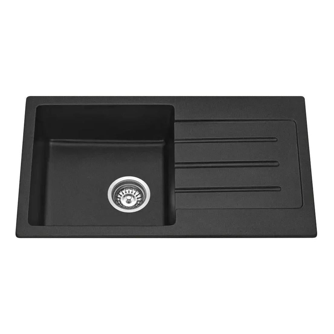 Fomos Black Granite Composite Sink With Drainer 770 x 440mm