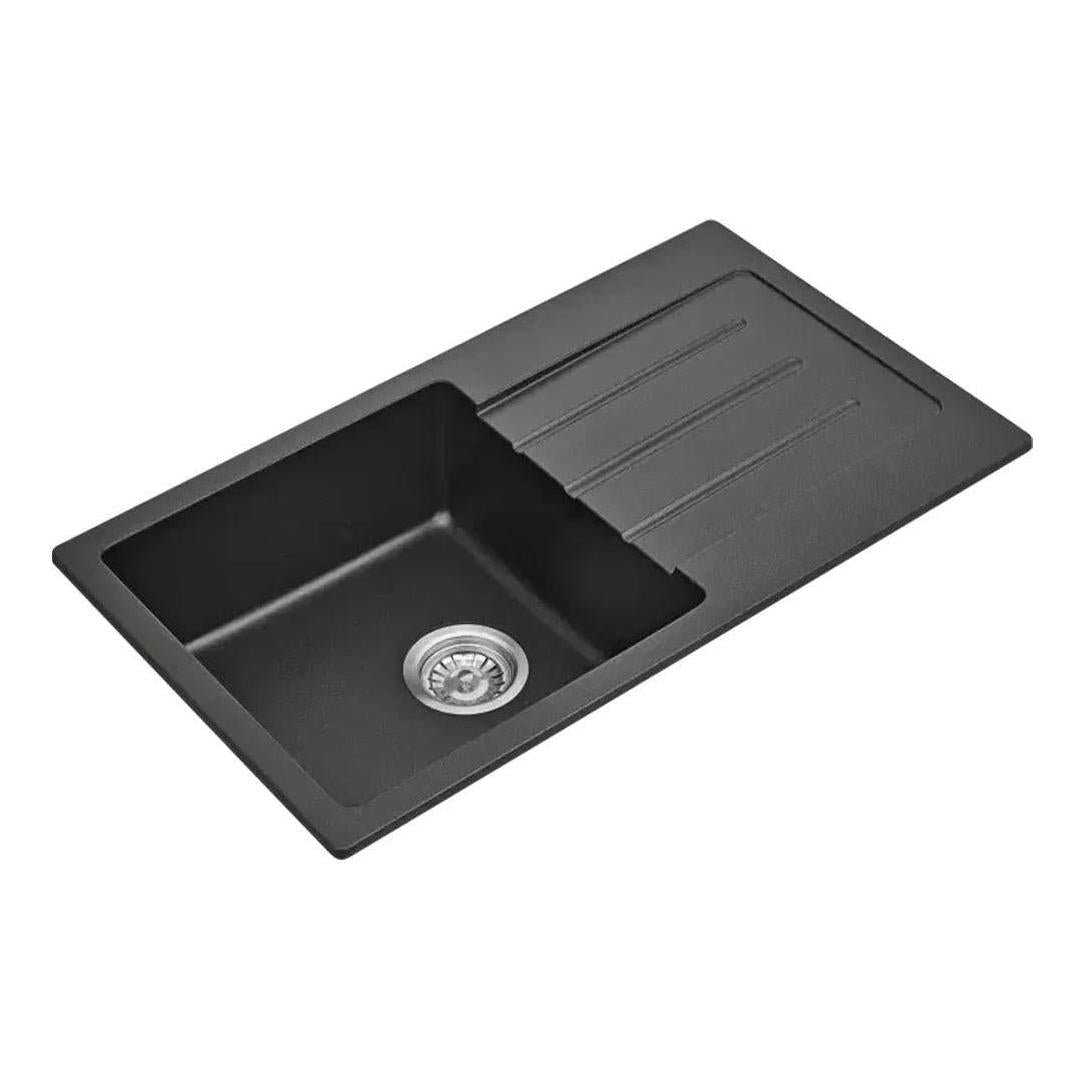 Fomos Black Granite Composite Sink With Drainer 770 x 440mm