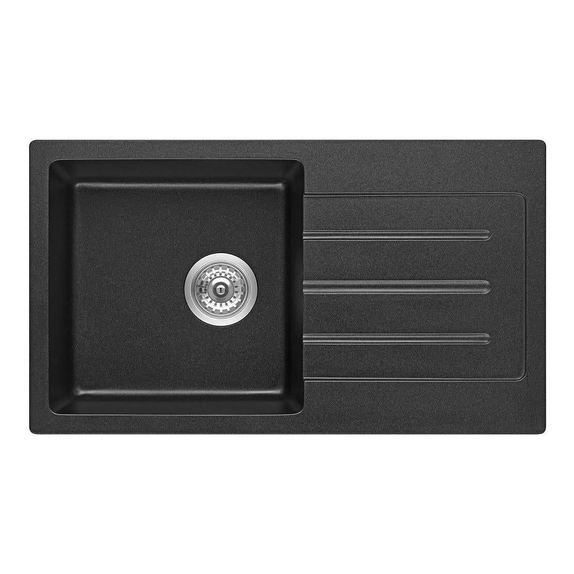 Fomos Black Granite Composite Sink With Drainer 770 x 440mm
