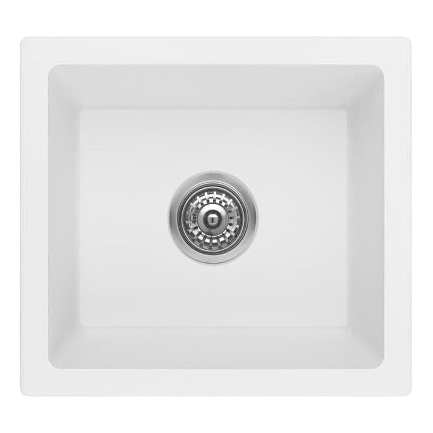 Fomos White Granite Composite Single Bowl Sink 460x410mm