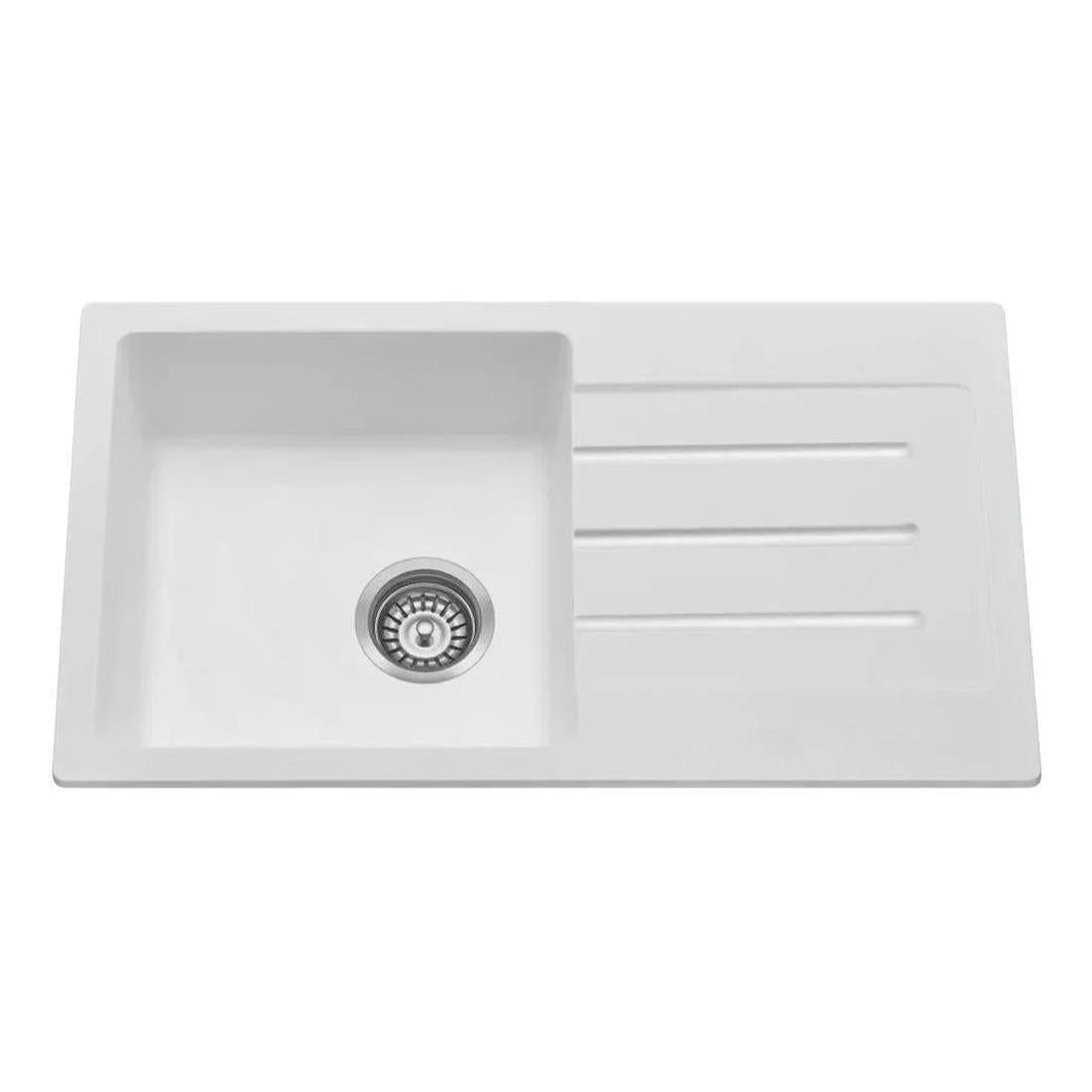 Fomos White Granite Composite Sink With Drainer 770 x 440mm
