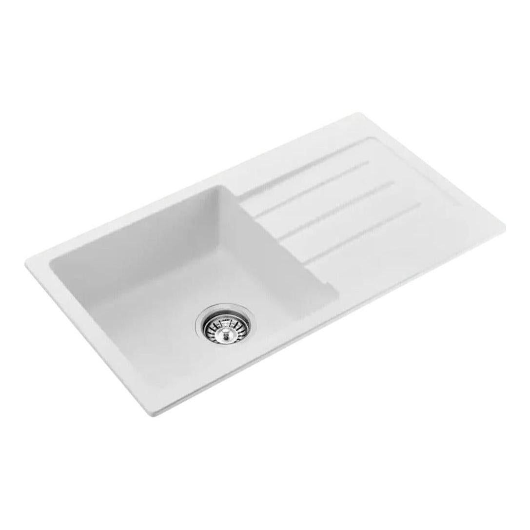 Fomos White Granite Composite Sink With Drainer 770 x 440mm