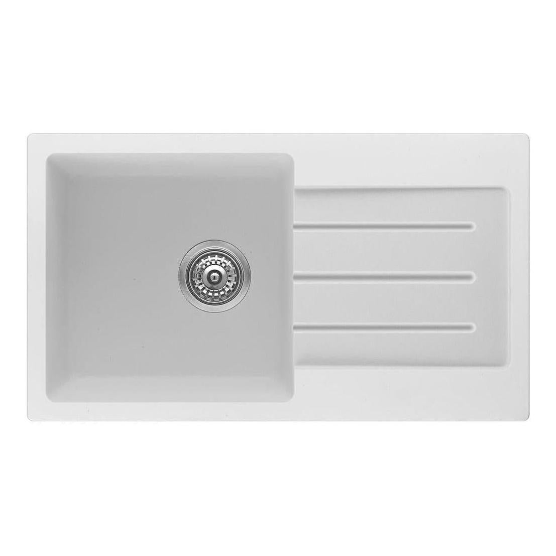 Fomos White Granite Composite Sink With Drainer 770 x 440mm