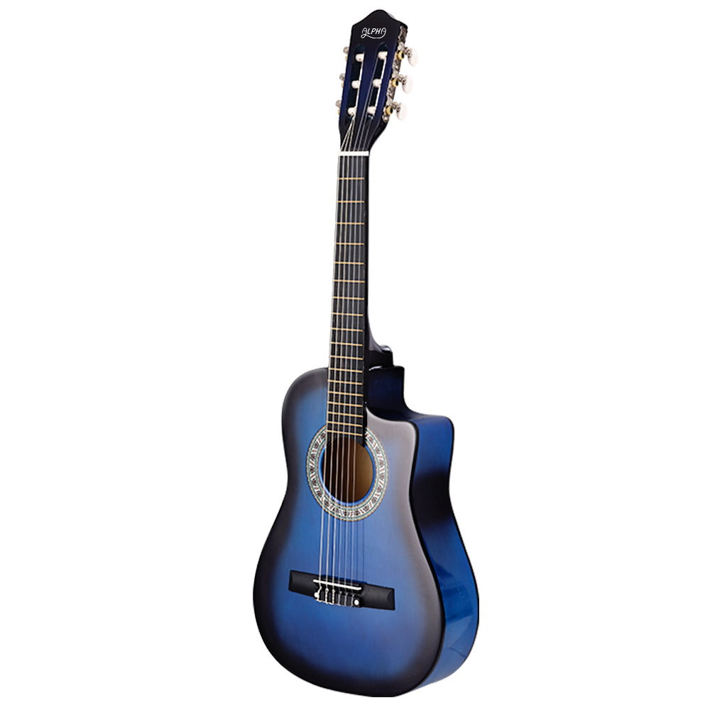 Alpha 34 Inch Classical Guitar Wooden Body Nylon String Beginner Kids Gift Blue - RV Online