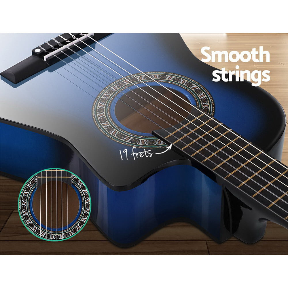 Alpha 34 Inch Classical Guitar Wooden Body Nylon String Beginner Kids Gift Blue - RV Online