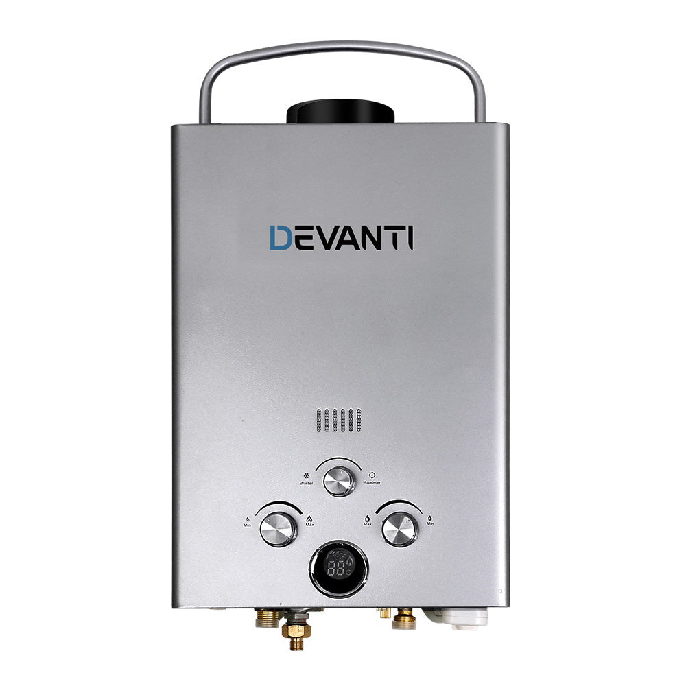 Devanti Portable Gas Water Heater 8LPM LPG System Grey