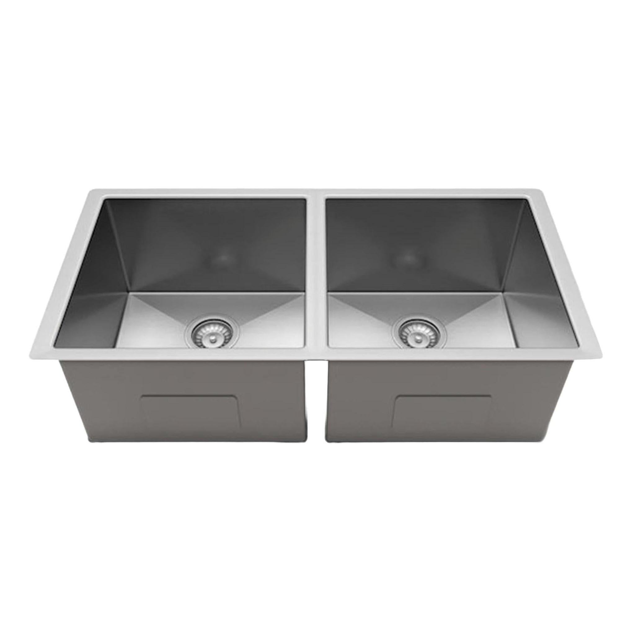 Henley Double Bowl Sink Basin 770 x 440 x 250 - Stainless Steel Brushed Satin