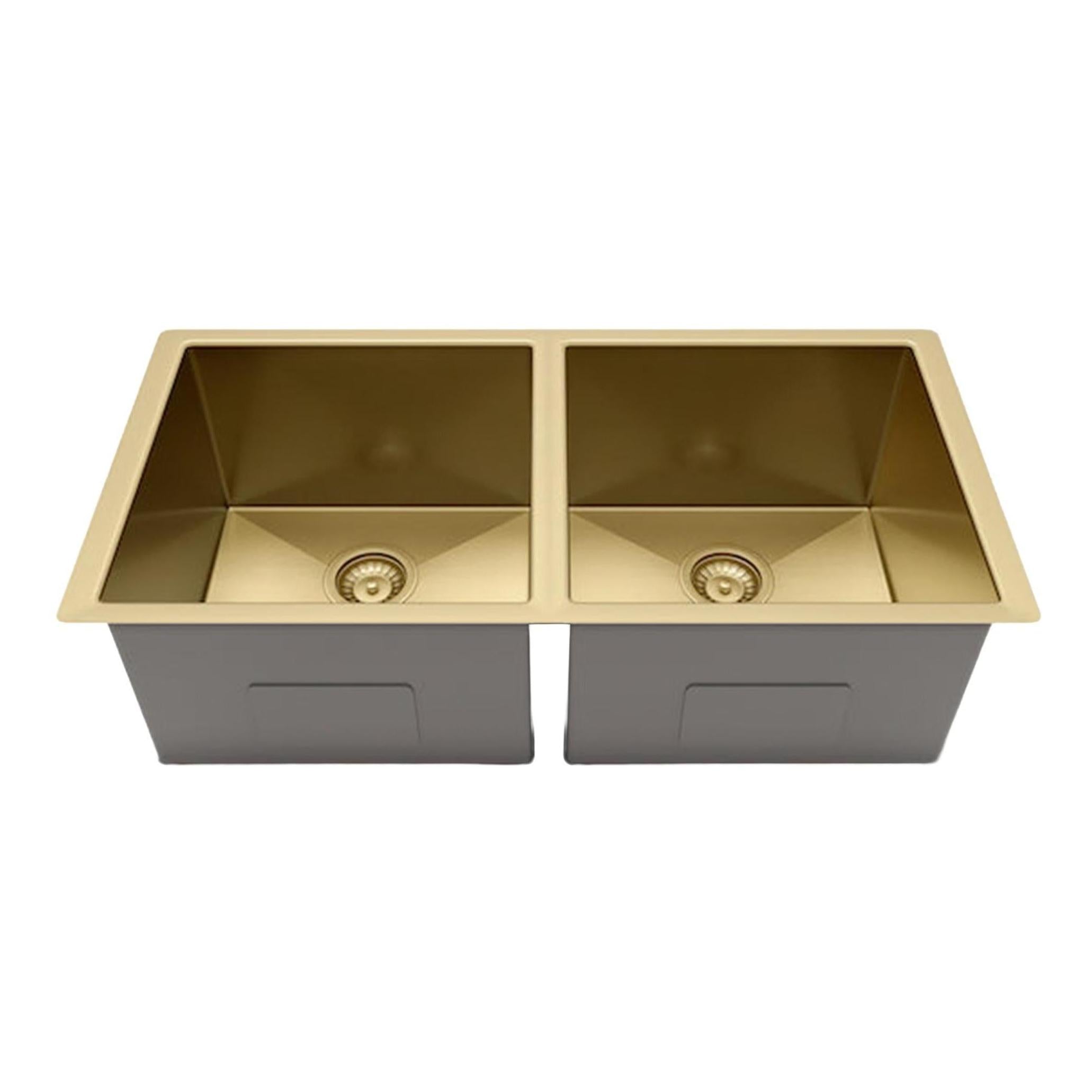 Henley Double Bowl Sink Basin 770 x 440 x 250 - Stainless Steel French Gold