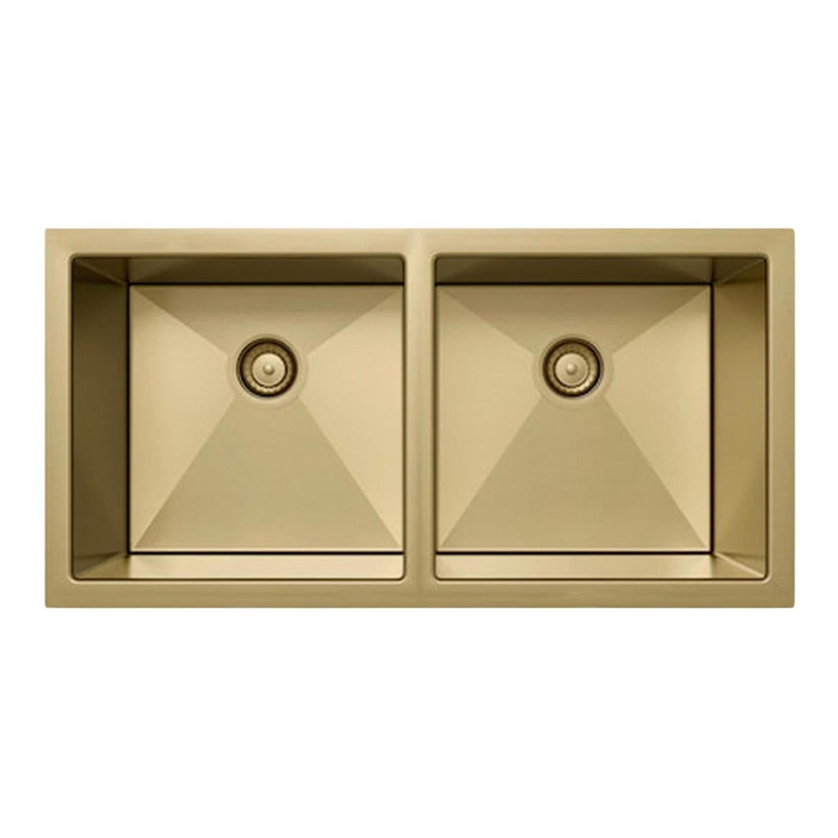 Henley Double Bowl Sink Basin 770 x 440 x 250 - Stainless Steel French Gold