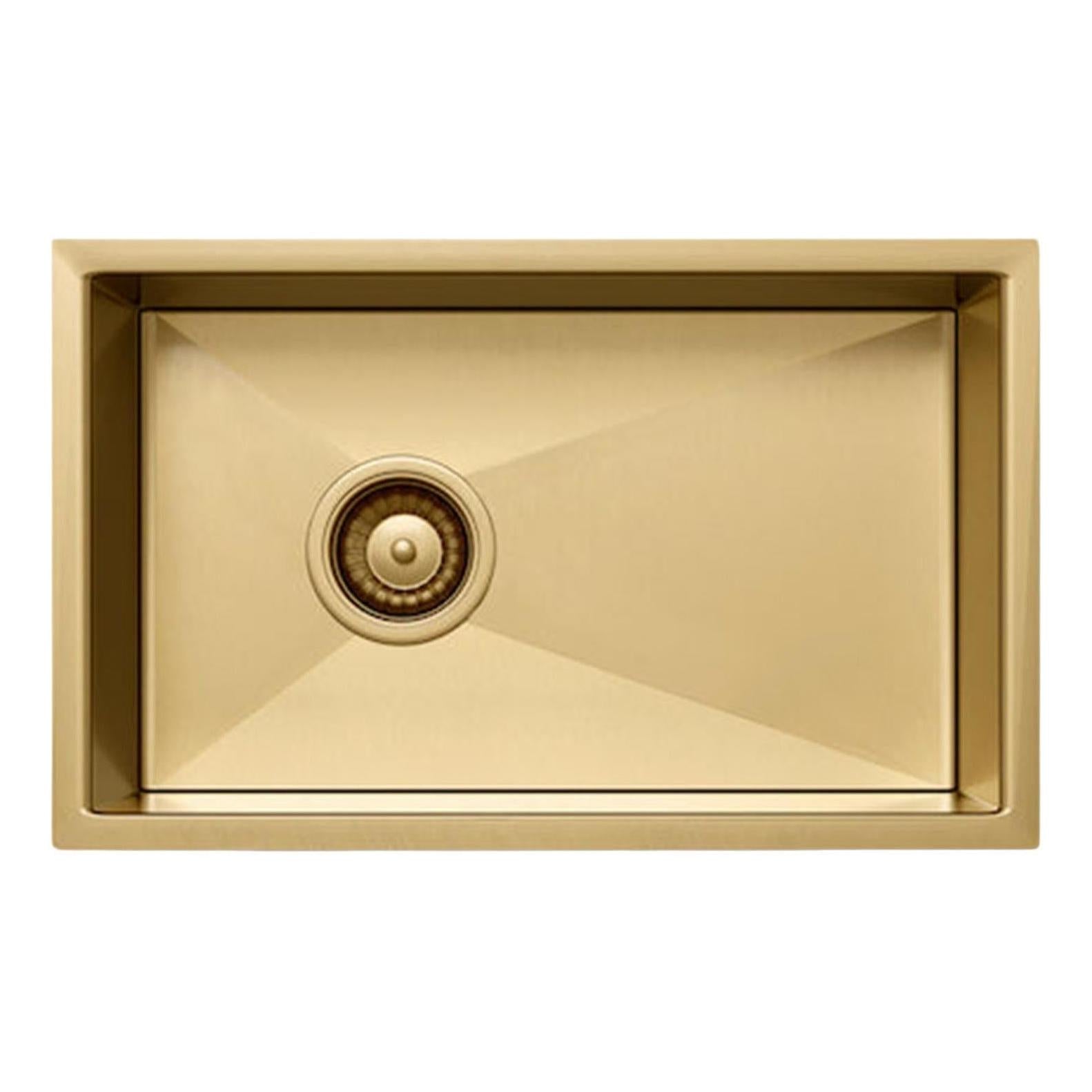 Henley Single Bowl Sink Basin 380 x 450 x 220 - Stainless Steel French Gold