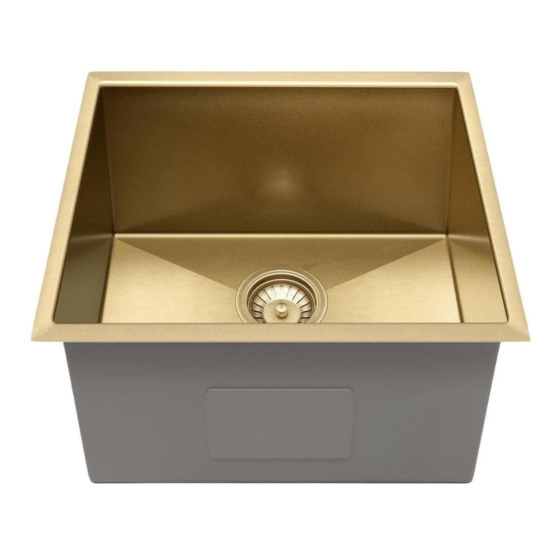 Henley Single Bowl Sink Basin 450 x 450 x 250 - Stainless Steel French Gold
