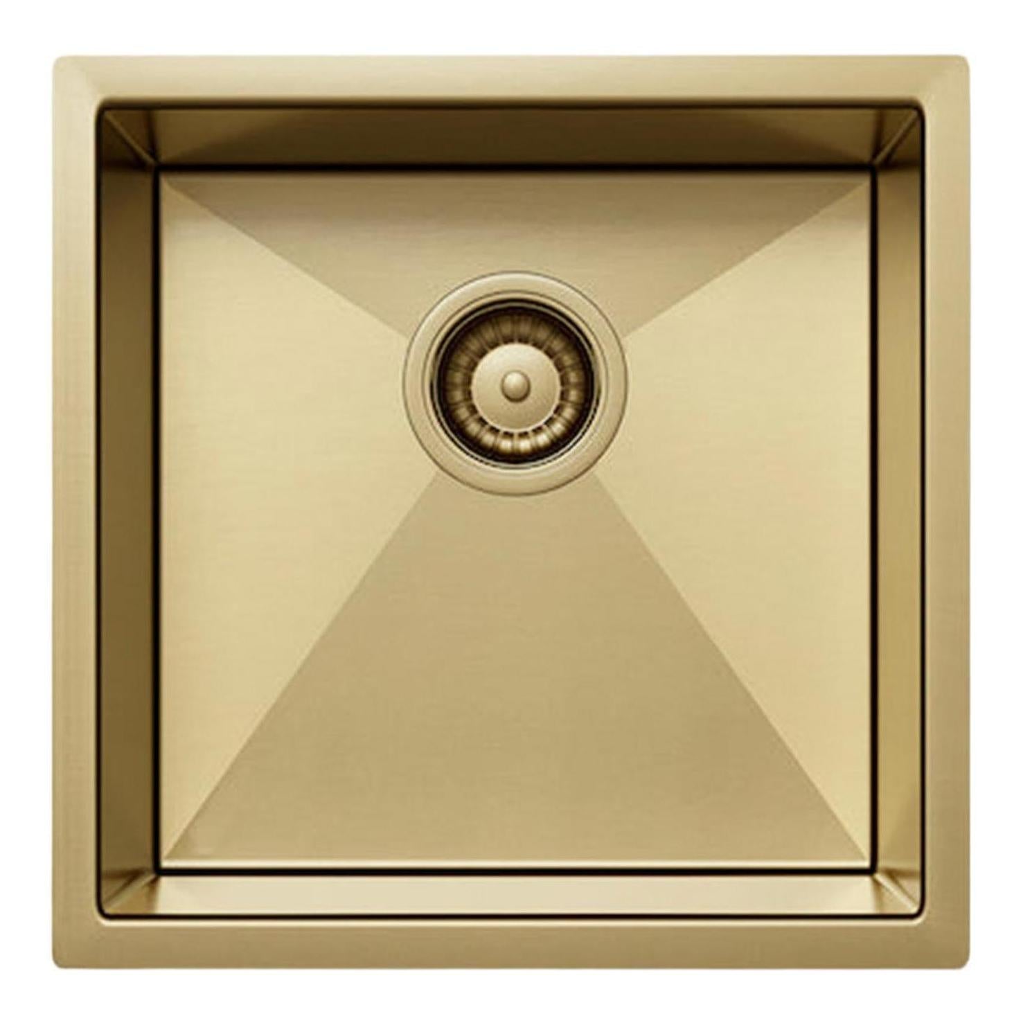 Henley Single Bowl Sink Basin 450 x 450 x 250 - Stainless Steel French Gold