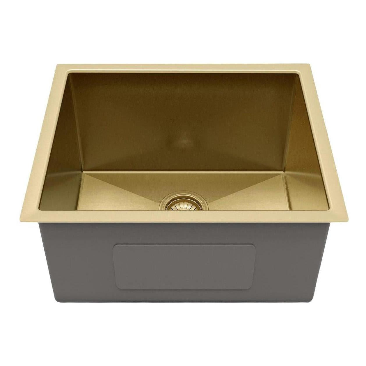 Henley Single Bowl Sink Basin 540 x 440 x 250 - Stainless Steel French Gold