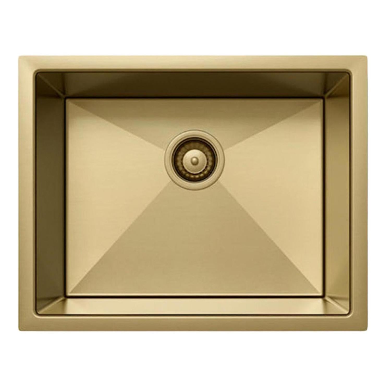 Henley Single Bowl Sink Basin 540 x 440 x 250 - Stainless Steel French Gold