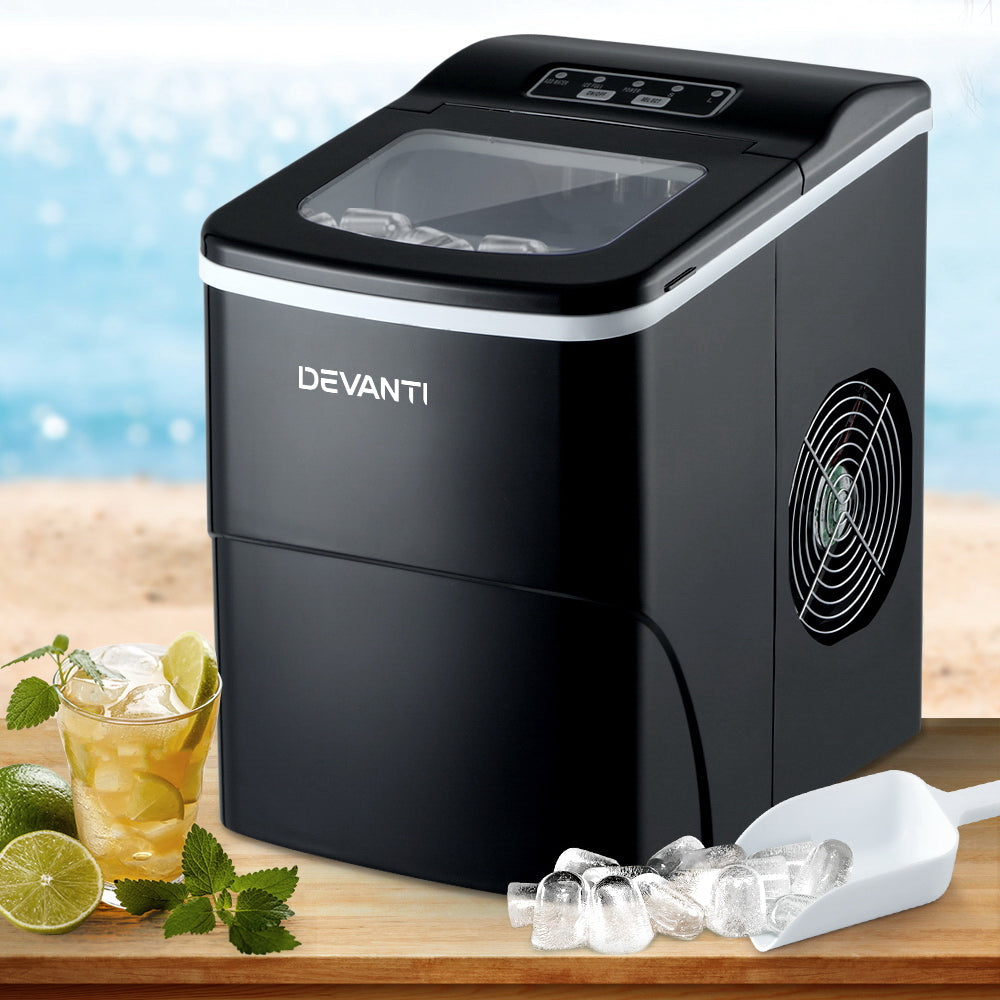 Devanti Portable Ice Cube Maker Machine 2L Black