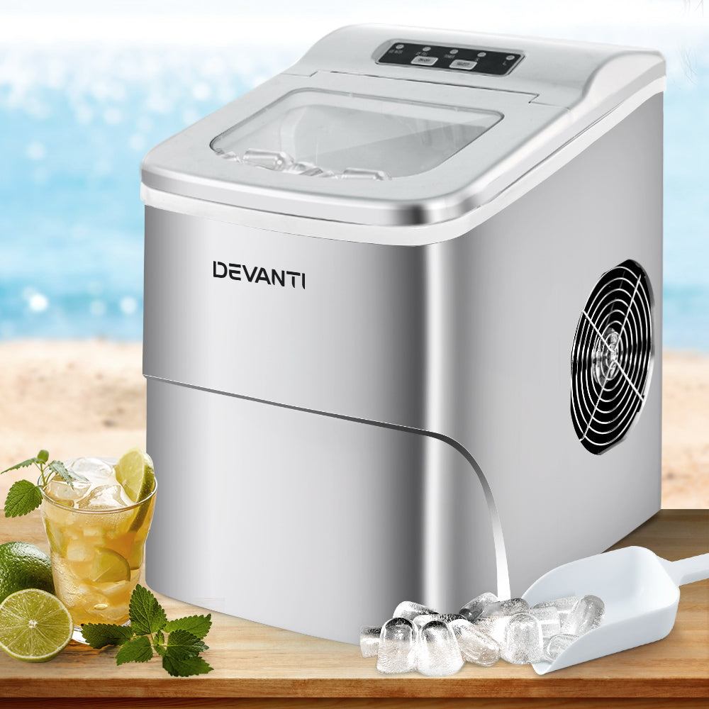 Devanti Portable Ice Cube Maker Machine 2L Silver