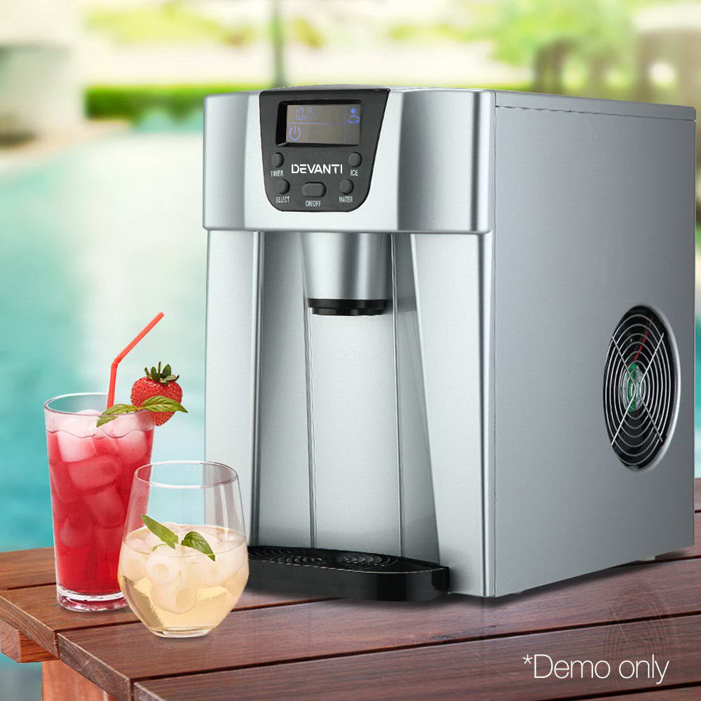 Devanti Portable Ice Maker Machine & Water Dispenser 2L Silver